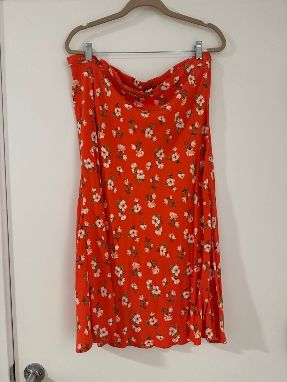 Old Navy Red Floral Midi Skirt